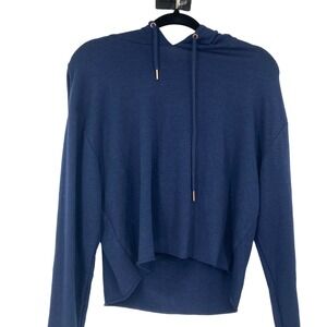PINK Victoria’s Secret Navy Cropped Hooded Pullover Cutout Back Small
